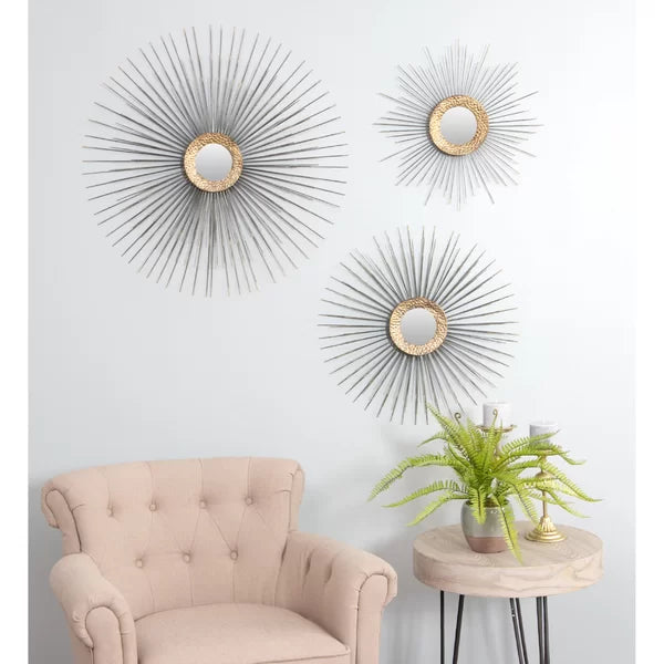 Boteh Metal Mid Century Wall Mirror Set